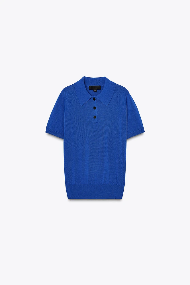 TOP POLO EN MAILLE À MANCHES COURTES