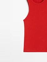 Top à encolure américaine en coton mélang