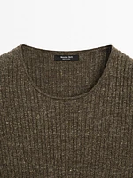 Melange linen blend top with tie detail