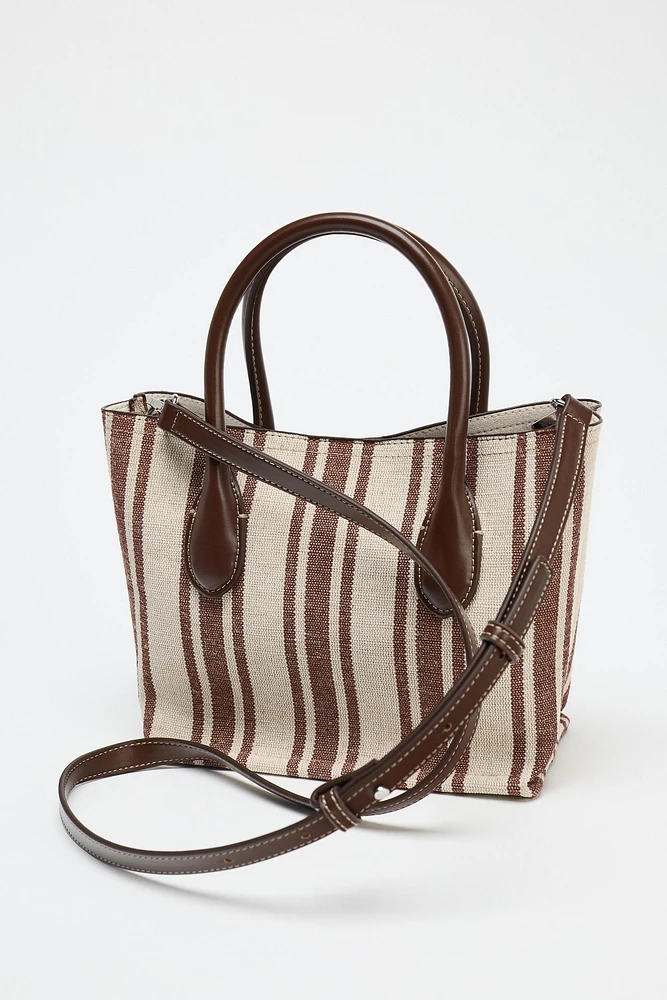 STRIPED PRINT CANVAS BAG