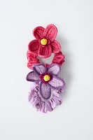 TWO-PACK OF CROCHET FLOWER HAIR TIES