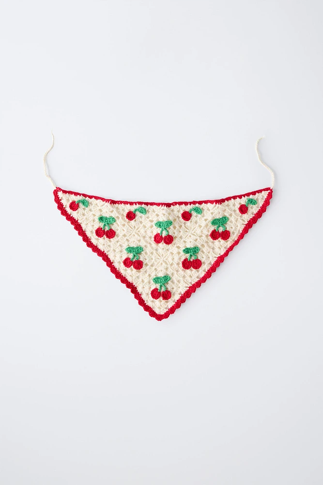 CHERRY CROCHET KNIT BANDANA