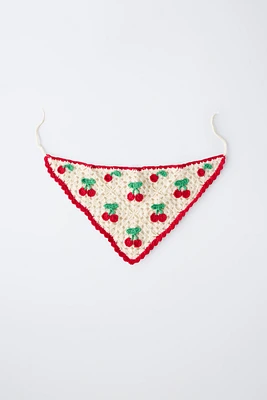 CHERRY CROCHET KNIT BANDANA