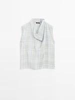 Draped neck check top