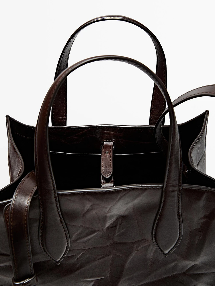 Crackled nappa leather mini bag