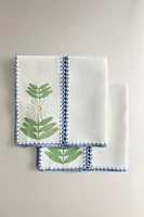 LOT SERVIETTES DE TABLE COTON BRODERIES CONTRASTANTES (LOT DE 2)