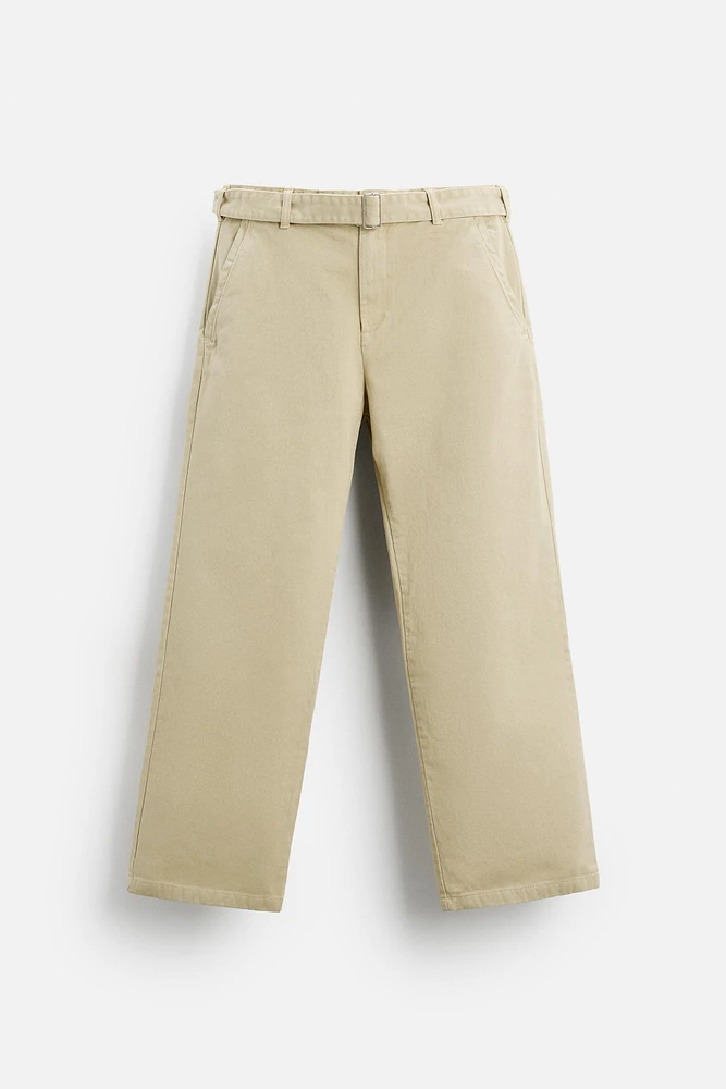 STRAIGHT FIT BELTED PANTS