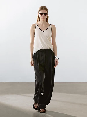 Cotton blend strappy camisole top