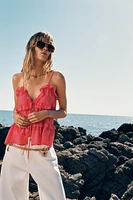 RUFFLED TIE TOP