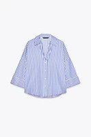 STRIPED SHIRT WITH WIDE METALLIC THREAD SLEEVES
