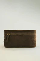 FADED LEATHER MAKEUP BAG