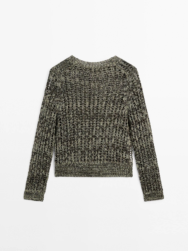 Pull en maille ajourée de coton mélangé