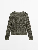 Pull en maille ajourée de coton mélangé