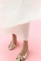 METALLIC EFFECT LOW HEELED SANDALS