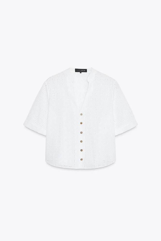 CHEMISE COURTE BRODERIES AJOURÉES