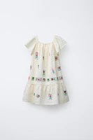 TEXTURED EMBROIDERED DRESS