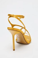 SANDALES À TALONS EFFET SATINÉ