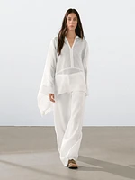 Semi-sheer long flowing shirt