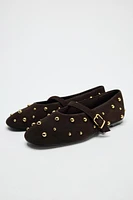 STUDDED SUEDE BALLET FLATS