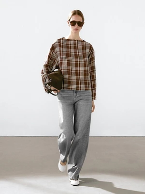 Flowing check blouse