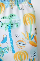2-6 YEARS/ANIMAL AND PALM TREE PRINT REGULAR SWIM SHORTS
