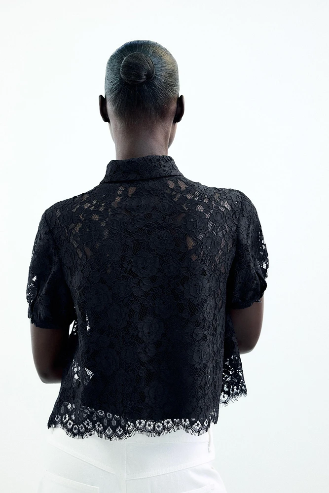 LACE BOW SHIRT