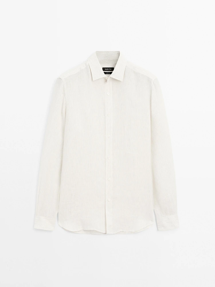 Chemise lin regular à rayures