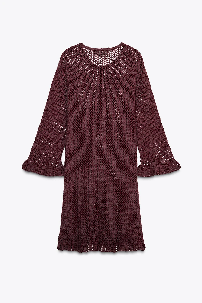 CROCHET KNIT MINI DRESS
