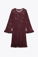 CROCHET KNIT MINI DRESS