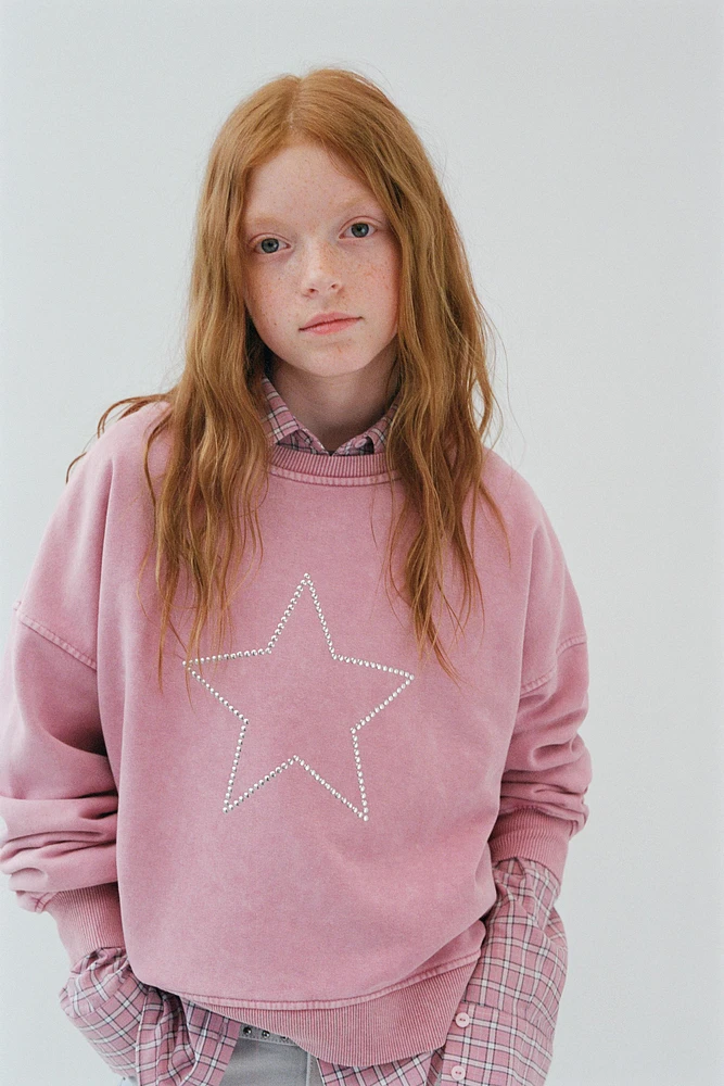 WASHED EFFECT STAR SWEATSHIRT