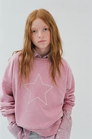 WASHED EFFECT STAR SWEATSHIRT