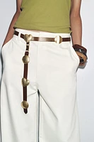 LEATHER BELT WITH METAL PLATES