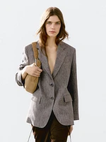 Flecked 100% linen blazer