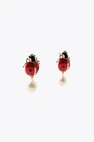 LADYBUG PEARL EARRINGS