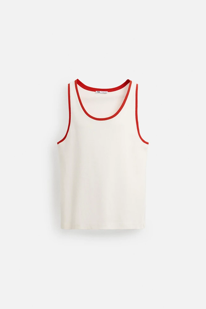 CONTRAST RIB TANK TOP