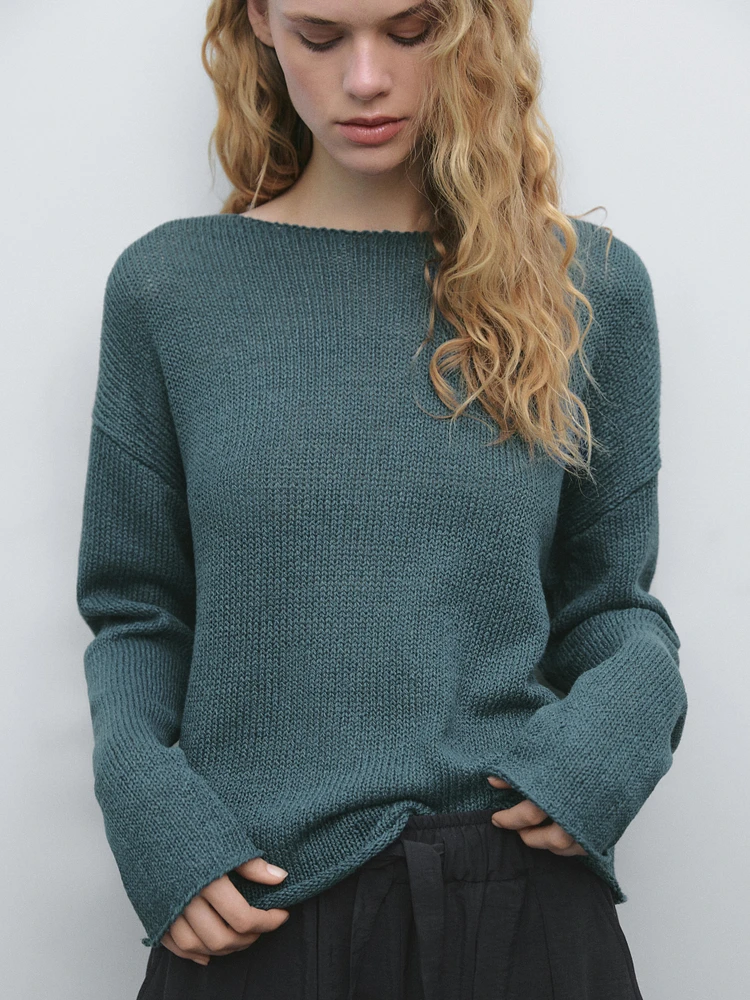 Pull en maille de lin mélangé