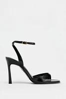 HEELED ANKLE STRAP SANDALS