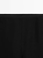 Linen blend trousers with elastic waistband