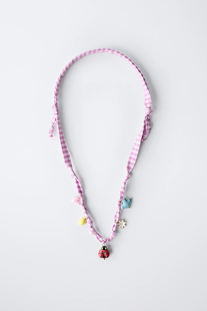 GINGHAM BEAD NECKLACE