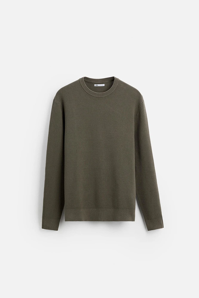 BASIC TEXTURED KNIT SWEATER