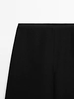 Linen blend trousers with elastic waistband