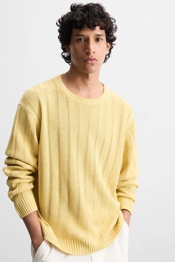 100% LINEN RIBBED SWEATER