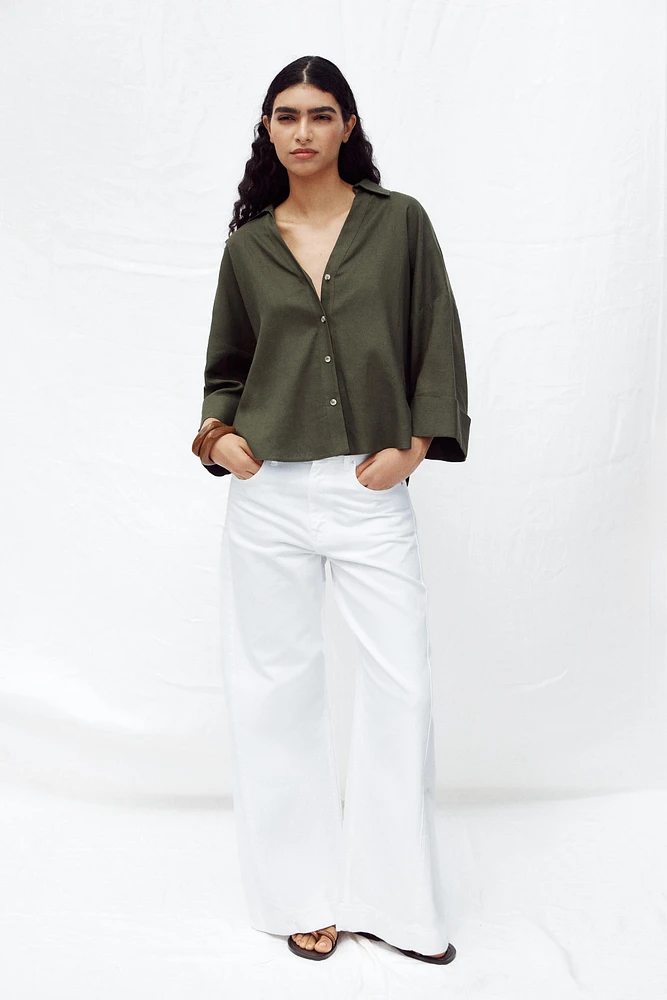 WIDE SLEEVE LINEN SHIRT