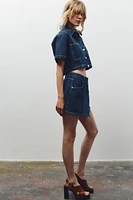 Z1975 JUPE-CULOTTE CROISÉE EN JEAN