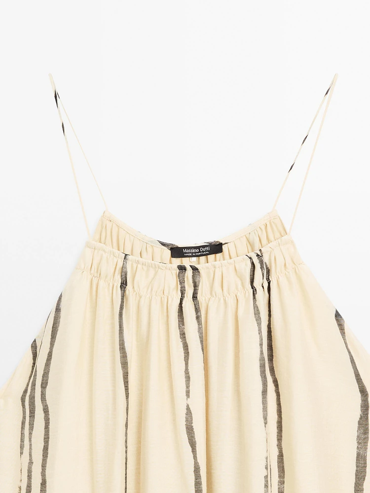 Robe midi fluide imprimé à rayures