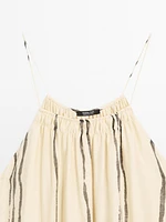 Robe midi fluide imprimé à rayures