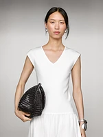 Long contrast V-neck dress