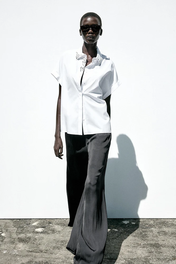 JEWEL COLLAR POPLIN SHIRT