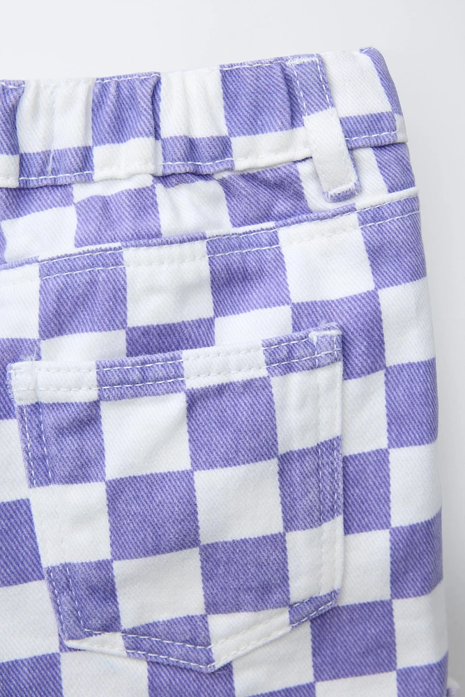 CHECKERBOARD TWILL BERMUDA SHORTS