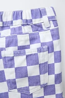 CHECKERBOARD TWILL BERMUDA SHORTS